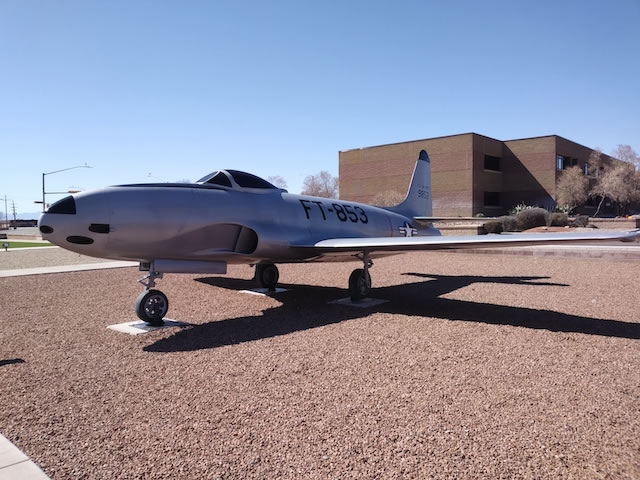 F-80C Shooting Star, S/N 49-1853, Buzz Number FT-853, Veterans Memorial Square, Holloman AFB, New Mexico F-80C Shooting Star, S/N 49-1853, Buzz Number FT-853, Veterans Memorial Square, Holloman AFB, New Mexico